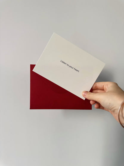 "Listen to your heart" A6 Postcard with red envelope