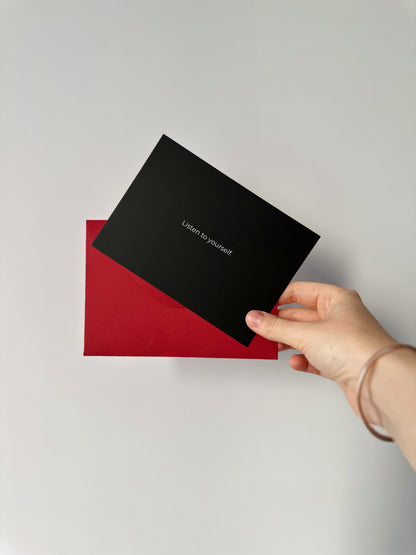 "Listen to yourself" A6 Postcard with red envelope