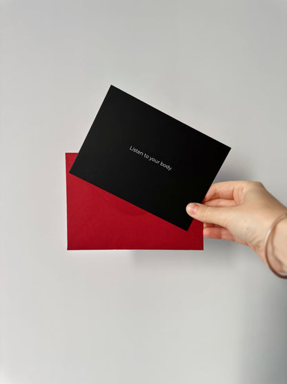 "Listen to your body" A6 Postcard with red envelope