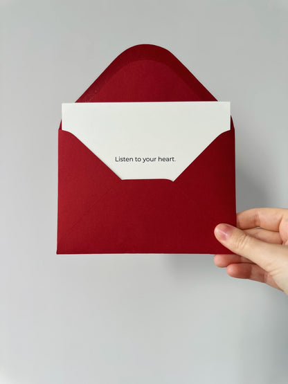 "Listen to your heart" A6 Postcard with red envelope