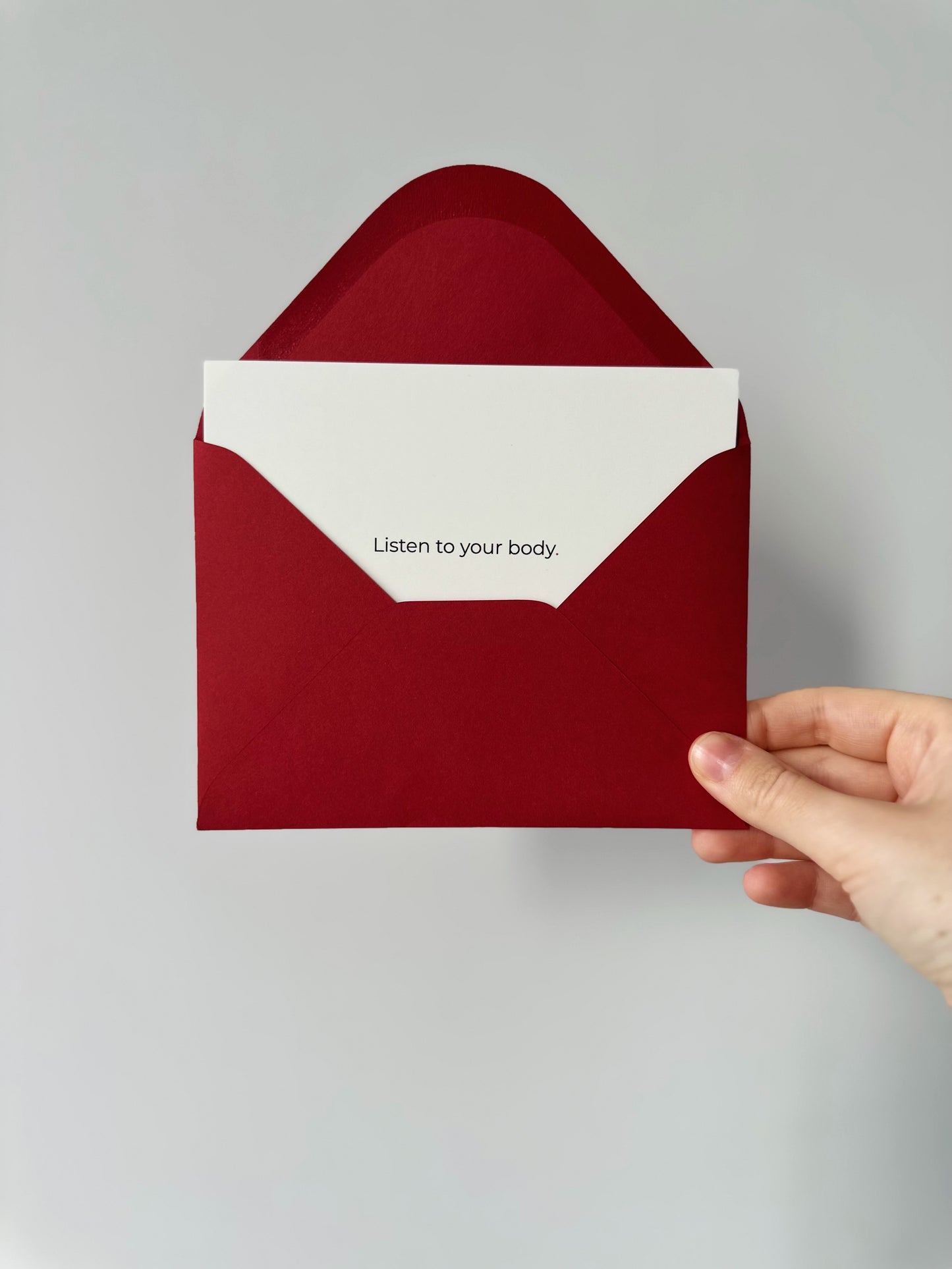 "Listen to your body" A6 Postcard with red envelope