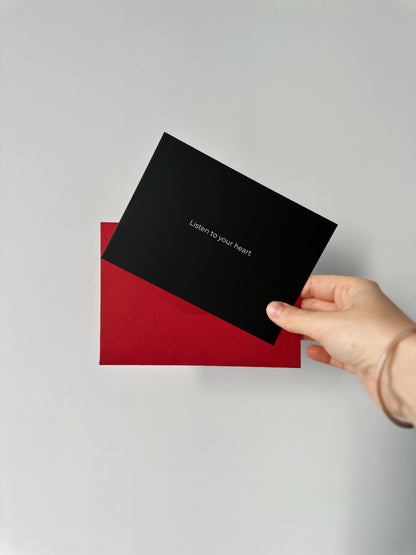 "Listen to your heart" A6 Postcard with red envelope