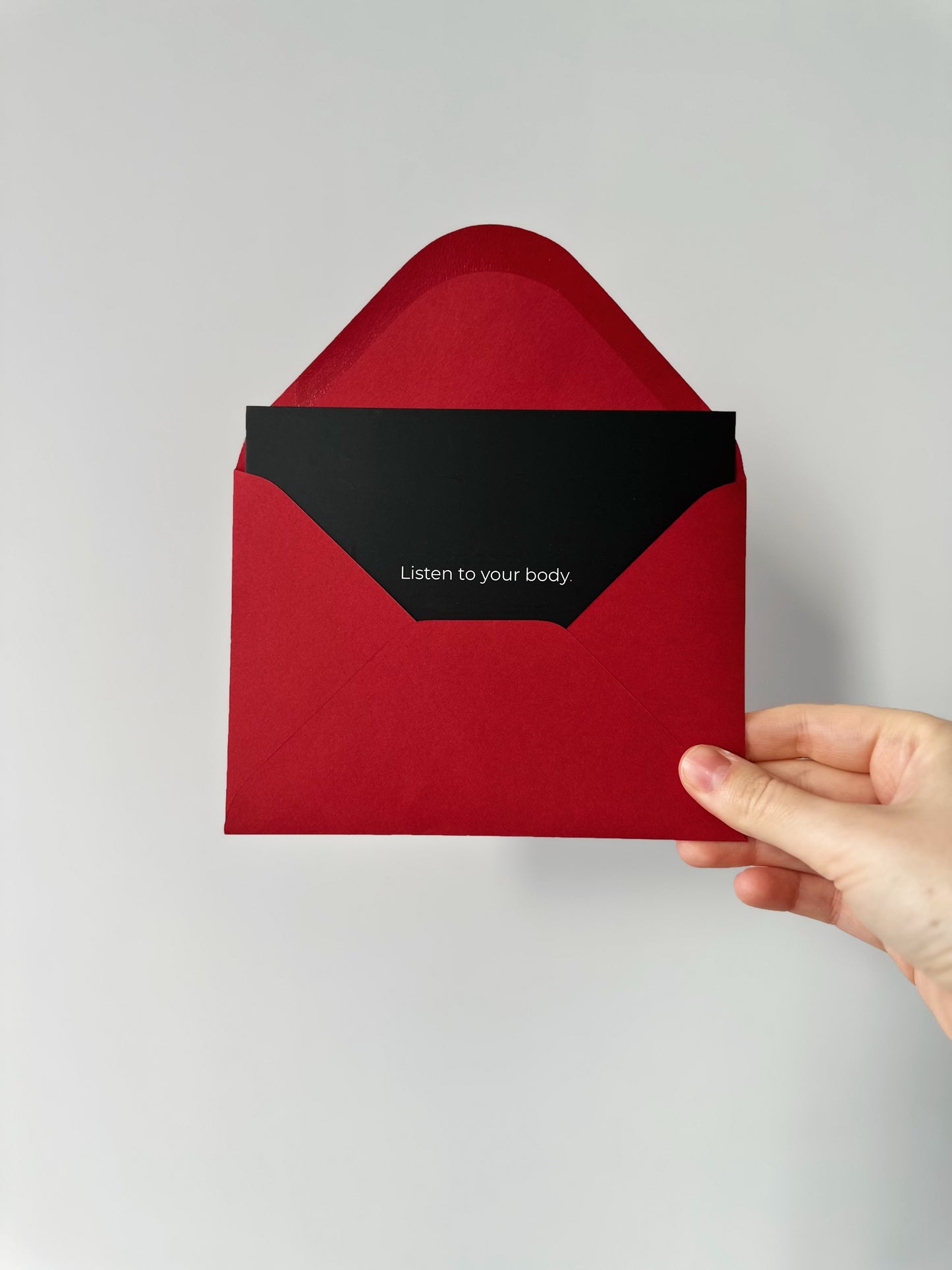 "Listen to your body" A6 Postcard with red envelope