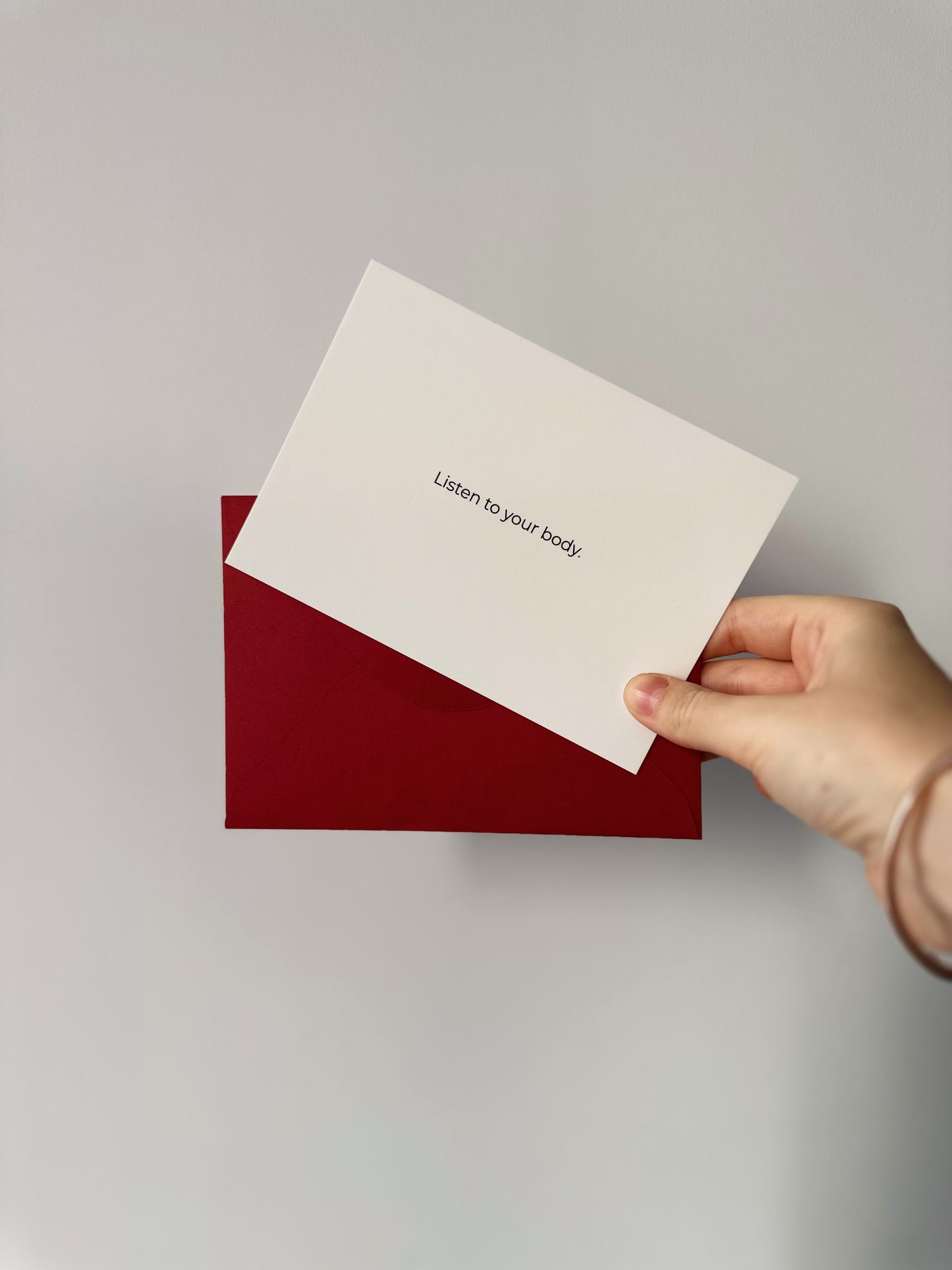 "Listen to your body" A6 Postcard with red envelope