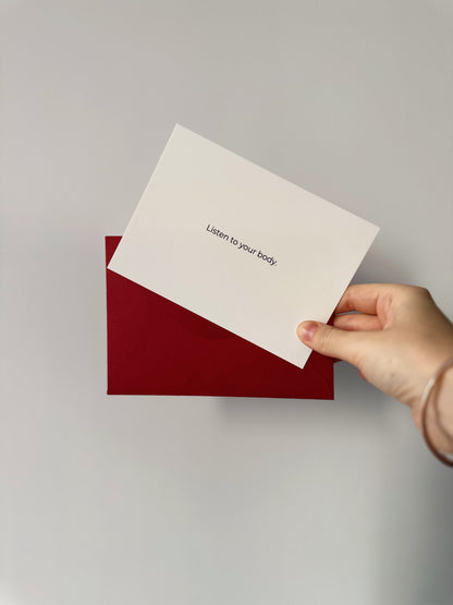 "Listen to your body" A6 Postcard with red envelope