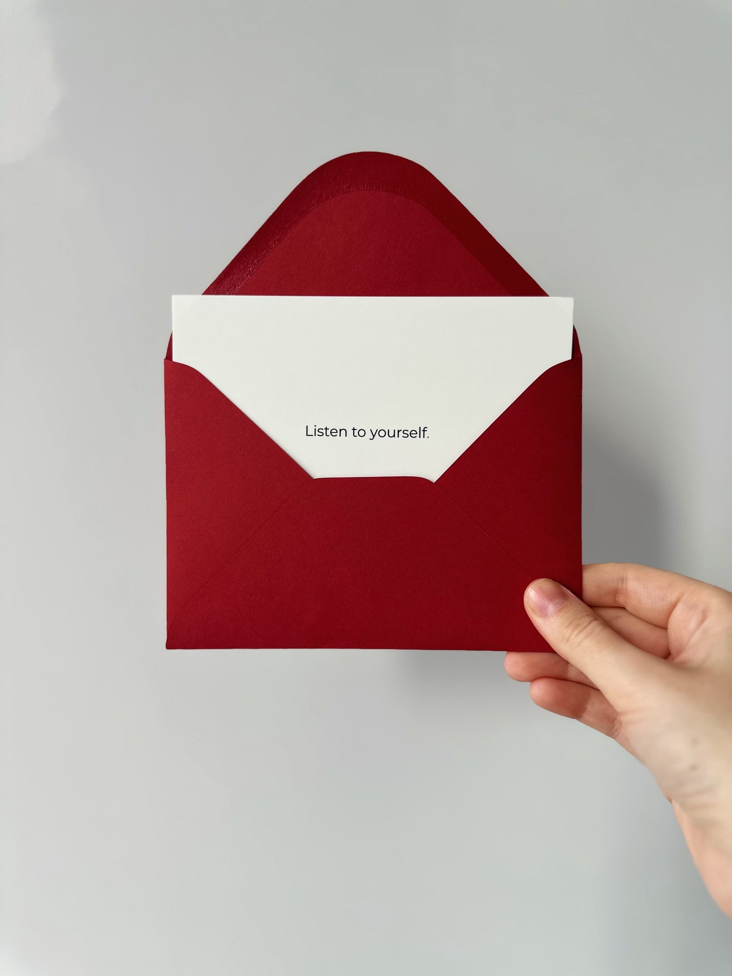 "Listen to yourself" A6 Postcard with red envelope