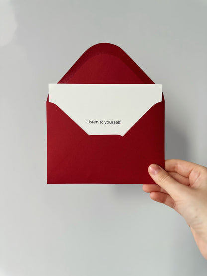 "Listen to yourself" A6 Postcard with red envelope