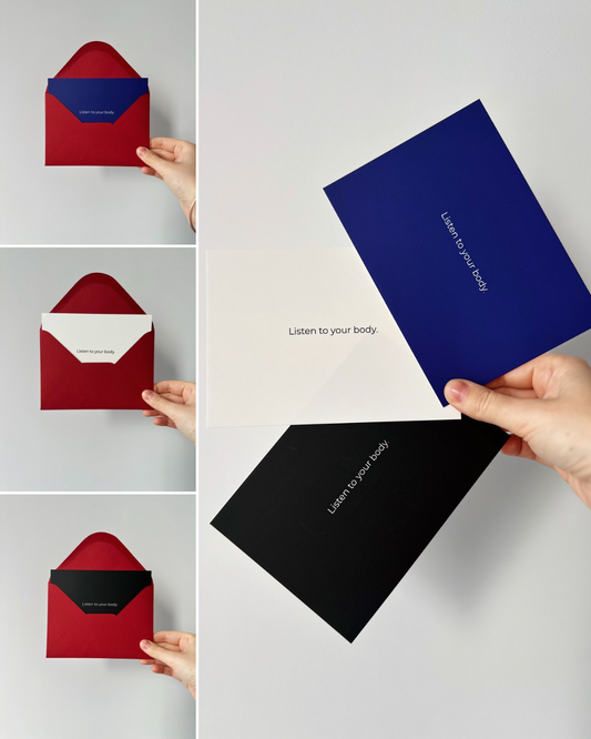 "Listen to your body" A6 Postcard with red envelope