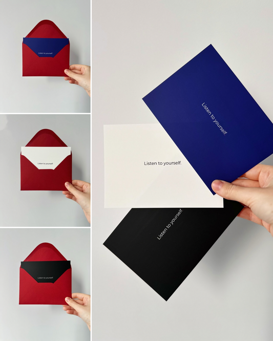 "Listen to yourself" A6 Postcard with red envelope