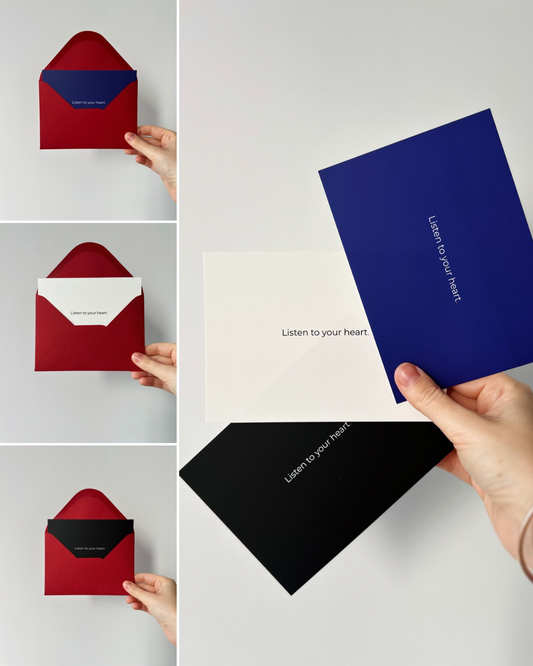 "Listen to your heart" A6 Postcard with red envelope
